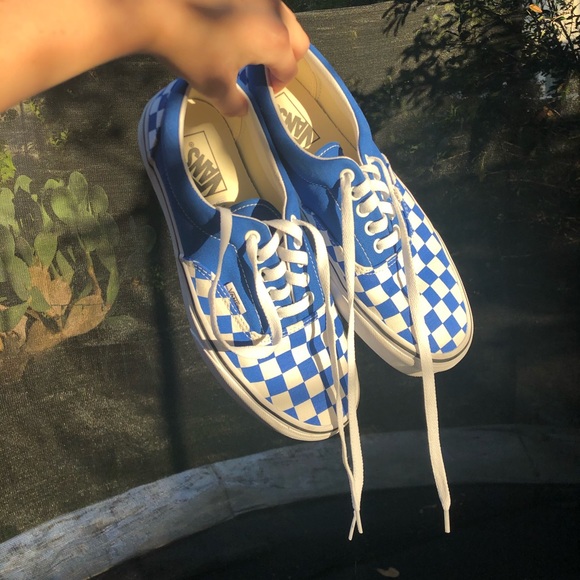 blue checkered era vans